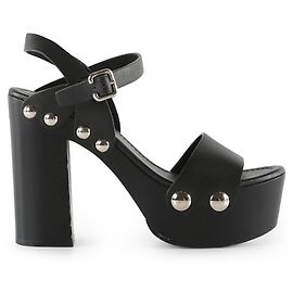 Prada Black Leather Platform Clog Sandals Black
