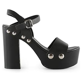 Prada-Prada Black Leather Platform Clog Sandals-Black
