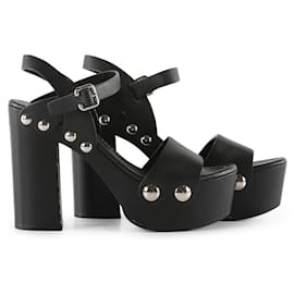 Prada-Prada Black Leather Platform Clog Sandals-Black