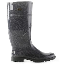 Dolce & Gabbana Black Floral Rubber Rain Boots Black
