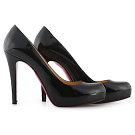 Christian Louboutin-Christian Louboutin Black Patent Leather Rolando Platform Pumps-Black