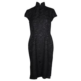 Shanghai Tang Seiden-Cheongsam-Kleid Schwarz