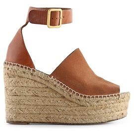 Chloé Chloe - Sandales compensées espadrilles en daim marron clair Marron Beige