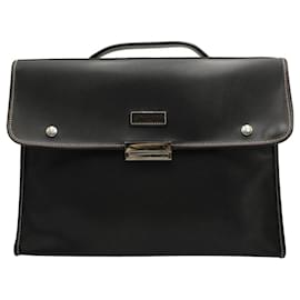 Longchamp-Black Briefcase with Silver Hardware-Black
