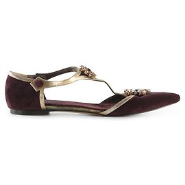 Dolce & Gabbana Flache, mit Blumen verzierte, lilafarbene Samtschuhe Lila