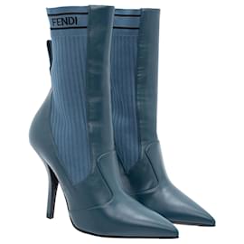 Fendi-Tronchetto Vitellino Boots-Blue