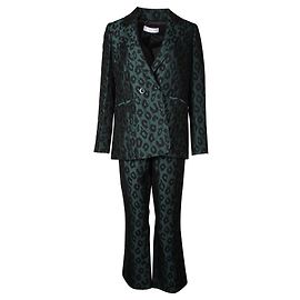 Autre Marque Completo blazer e pantaloni con stampa leopardata verde scuro Verde