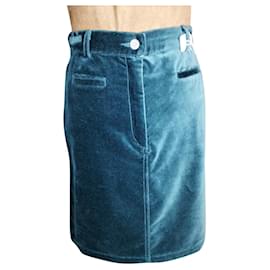 Calvin Klein-CALVIN KLEIN SKIRT SKIRT TRENDY PANNE VELVET EMERALD W 28 OR T 34-Green