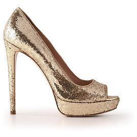 Miu Miu Décolleté Peep Toe Platform Glitter Oro D'oro Metallico
