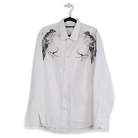 Alexander McQueen White Cotton Slim Fit Eagle Printed Shirt White