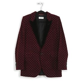 Saint Laurent Americana bordada de algodón/terciopelo burdeos y negro Roja Burdeos