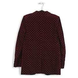 Saint Laurent-Saint Laurent Burgundy & Black Velvet/Cotton Embroidered Blazer-Red,Dark red