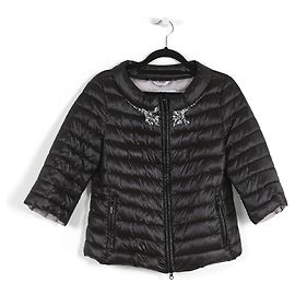 Jaqueta Blumarine Nylon preta com cristais decote redondo Preto