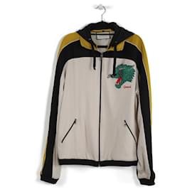 Gucci-Gucci Beige/Black/Mustard Cotton "Privilegium Perpetuum" Hooded Track Jacket-Multiple colors