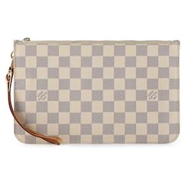 Louis Vuitton-Bolsa de lona revestida Louis Vuitton Damier Azur Neverfull GM-Branco,Cru