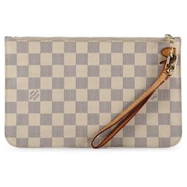 Louis Vuitton-Bolsa de lona revestida Louis Vuitton Damier Azur Neverfull GM-Branco,Cru