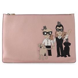 Bolsa Clutch Família Dolce & Gabbana Couro Rosa Rosa