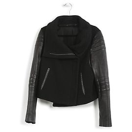 Diane Von Furstenberg Schwarze Bikerjacke aus Baumwolle und Leder Schwarz