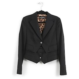 Dolce & Gabbana-Dolce & Gabbana Short Tailored Jacket Attached With A Vest-Black