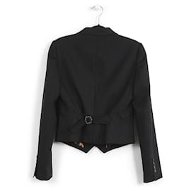 Dolce & Gabbana-Dolce & Gabbana Short Tailored Jacket Attached With A Vest-Black