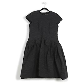Balenciaga-Balenciaga Black Flared Dress With Cap Sleeves-Black