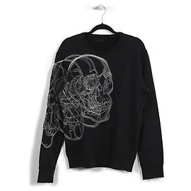 Moletom com bordado de caveira preto e creme Alexander McQueen Preto