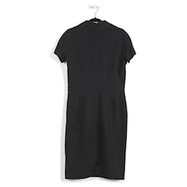 Christian Dior-Christian Dior Black Midi Dress With Cap Sleeves-Black