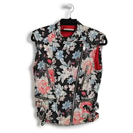 Céline-Gilet en cuir imprimé floral multicolore Celine-Multicolore