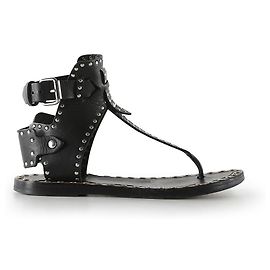 Isabel Marant Sandali piatti gladiatore in pelle nera con borchie Nero