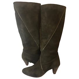 Maje Wildlederstiefel Khaki