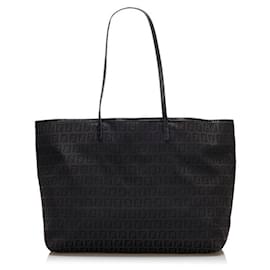 Fendi-Fendi Zucchino Canvas Tote Bag-Black