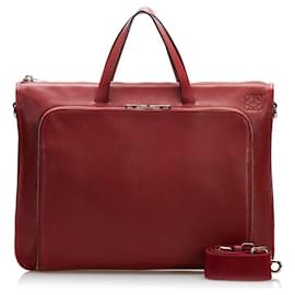 Loewe-Loewe Leather Briefcase-Red