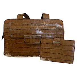 Yves Saint Laurent Handtasche aus Leder in Caramel mit Geldbörse Karamell