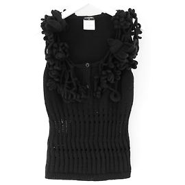 CHANEL Fall 2007 Pull sans manches orné Noir