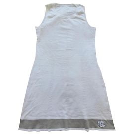 Chanel Kleid weiß grau mit CC Logo Größe 40 Weiß Grau