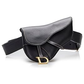 Dior Gürteltasche aus schwarzem Sattelleder Schwarz