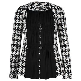 Chanel Houndstooth Button-Front Jacket in Black and White Acrylic Black