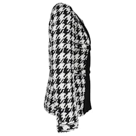 Chanel-Chanel Houndstooth Button-Front Jacket in Black and White Acrylic-Black