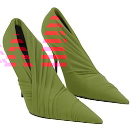 Balenciaga-Balenciaga Stretch Fabric Pointed Toe Pumps in Red Polyester-Red