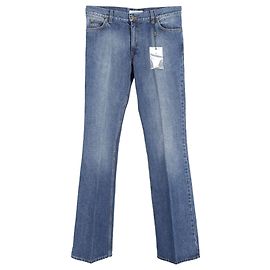 Saint Laurent Calça jeans YSL Bootcut em algodão azul Azul