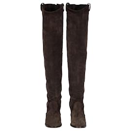 Laurence Dacade-Suede Over the Knee Dark Brown Boots-Brown