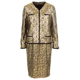 Valentino-Valentino Night Floral Brocade Jacket and Dress Suit-Golden,Metallic
