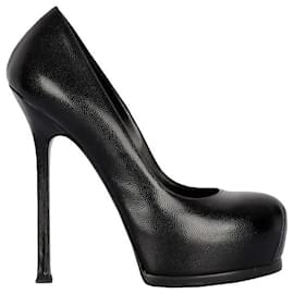 Saint Laurent-Zapatos de tacón de cuero negros-Negro