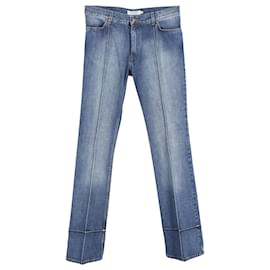Yves Saint Laurent-YSL Pintuck Jeans en Algodón Azul-Azul