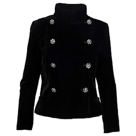 Chanel-Chanel Velvet Jacket with Stone Buttons-Black