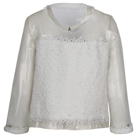 Chanel-Chaqueta transparente de Chanel con bordado de encaje blanco-Blanco