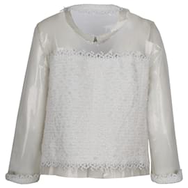 Chanel-Chanel Clear Jacket with White Lace Embroidery-White