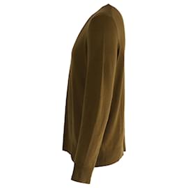 Prada-Prada Crewneck Sweater in Khaki Wool-Green,Khaki