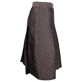 Diane Von Furstenberg-Diane Von Furstenberg Asymmetric Pleated Skirt in Brown Polyester-Brown