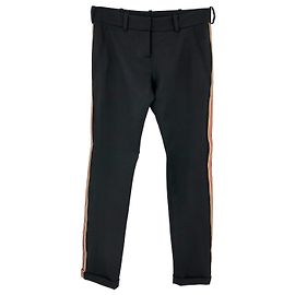 Calça Balmain em algodão preto com faixa vermelha e corrente Preto